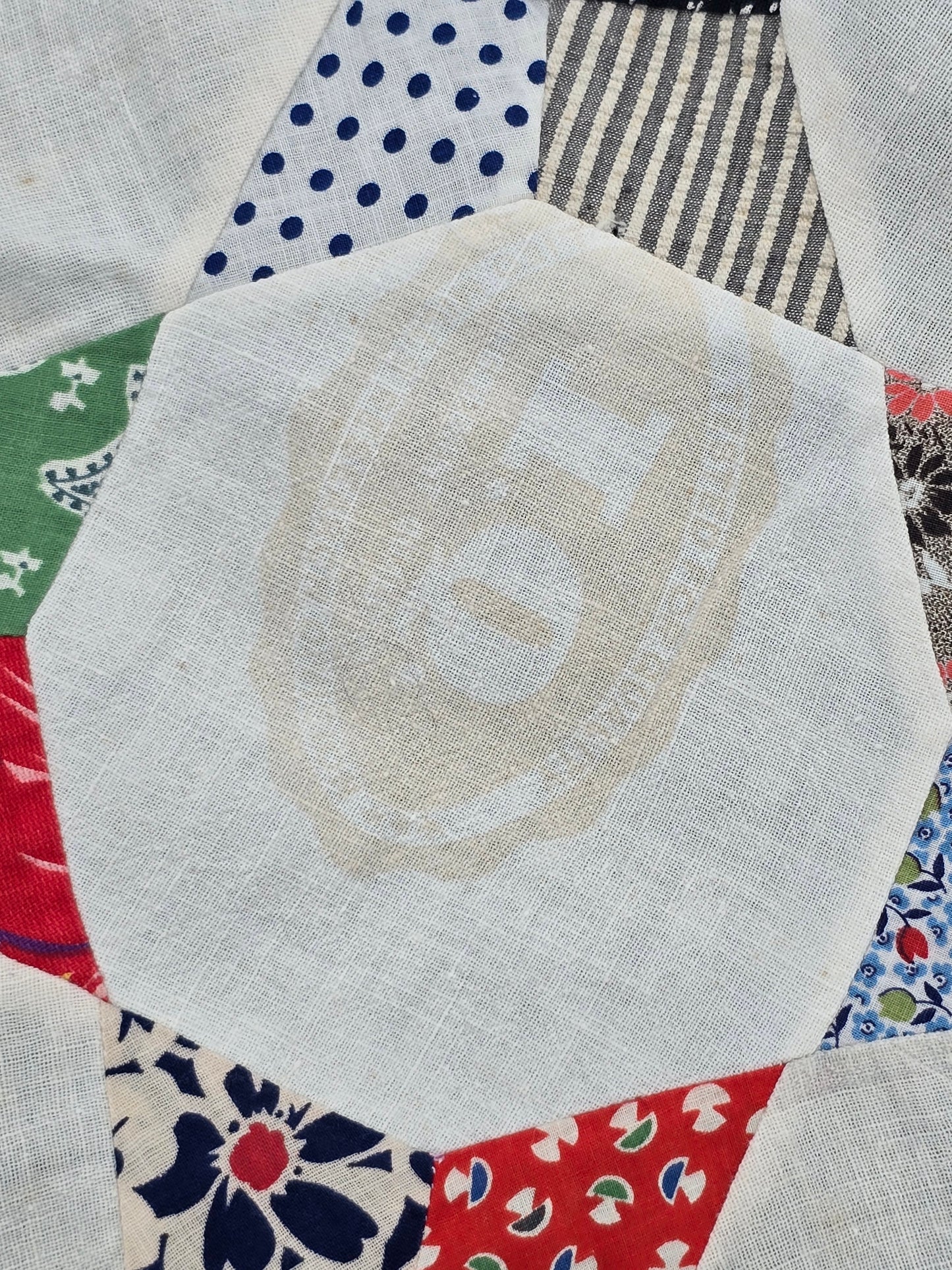 Vintage Quilt Top - Antique Snowflake Pattern with Stars and Snowballs