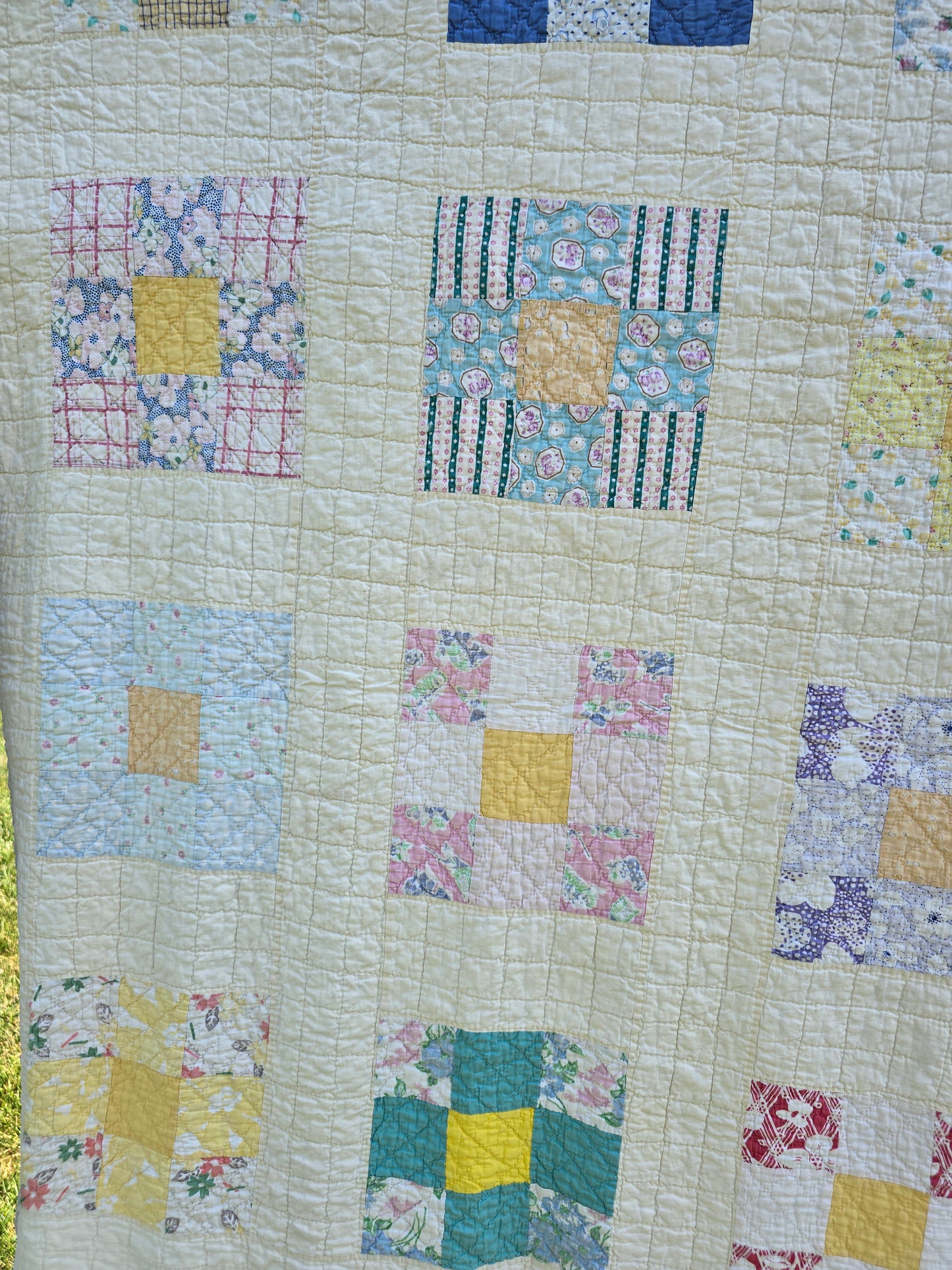 Vintage 9 Patch Quilt 68" x 80"