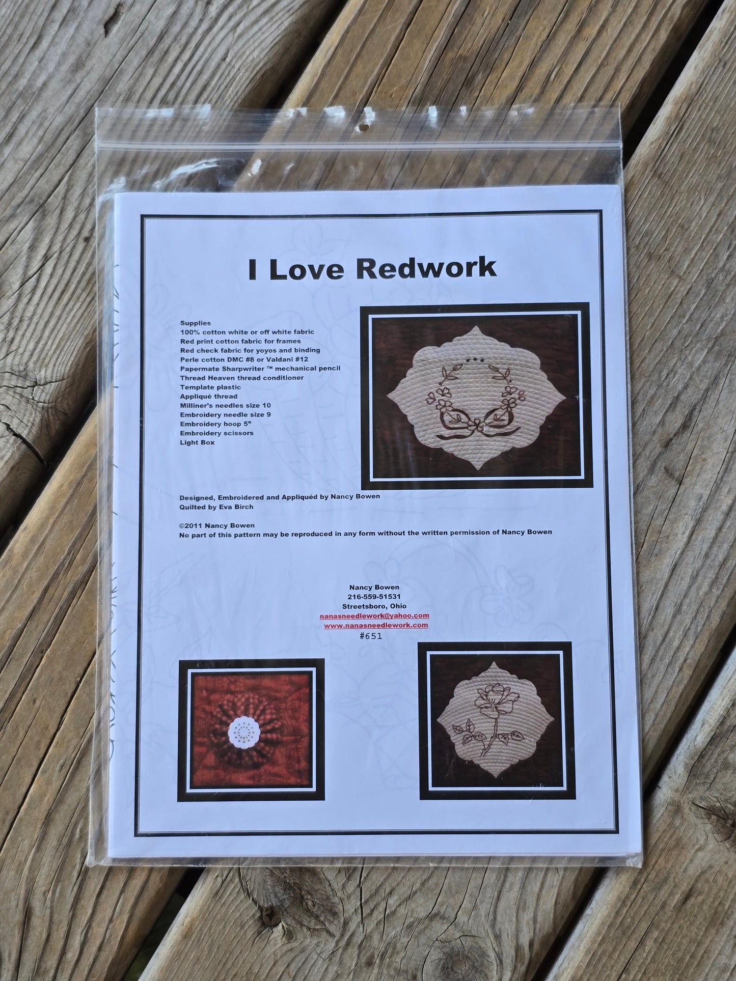 Nana's Needlework - I Love Redwork - Embroidery Pattern