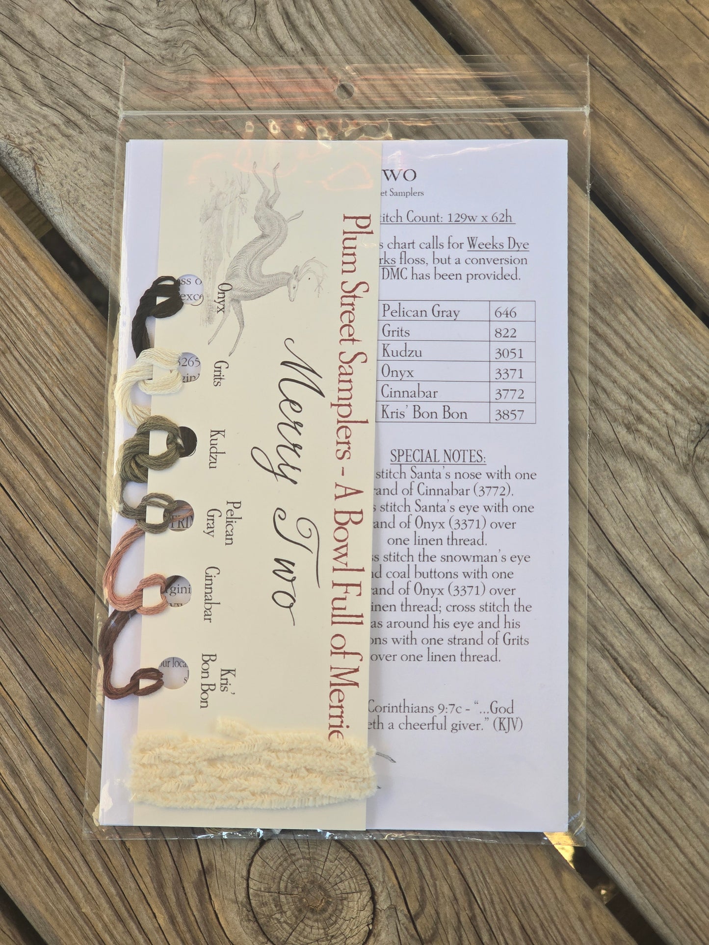 Plum Street Samplers - A Bowl Full of Merries - Merry Two - Cross Stitch Pattern