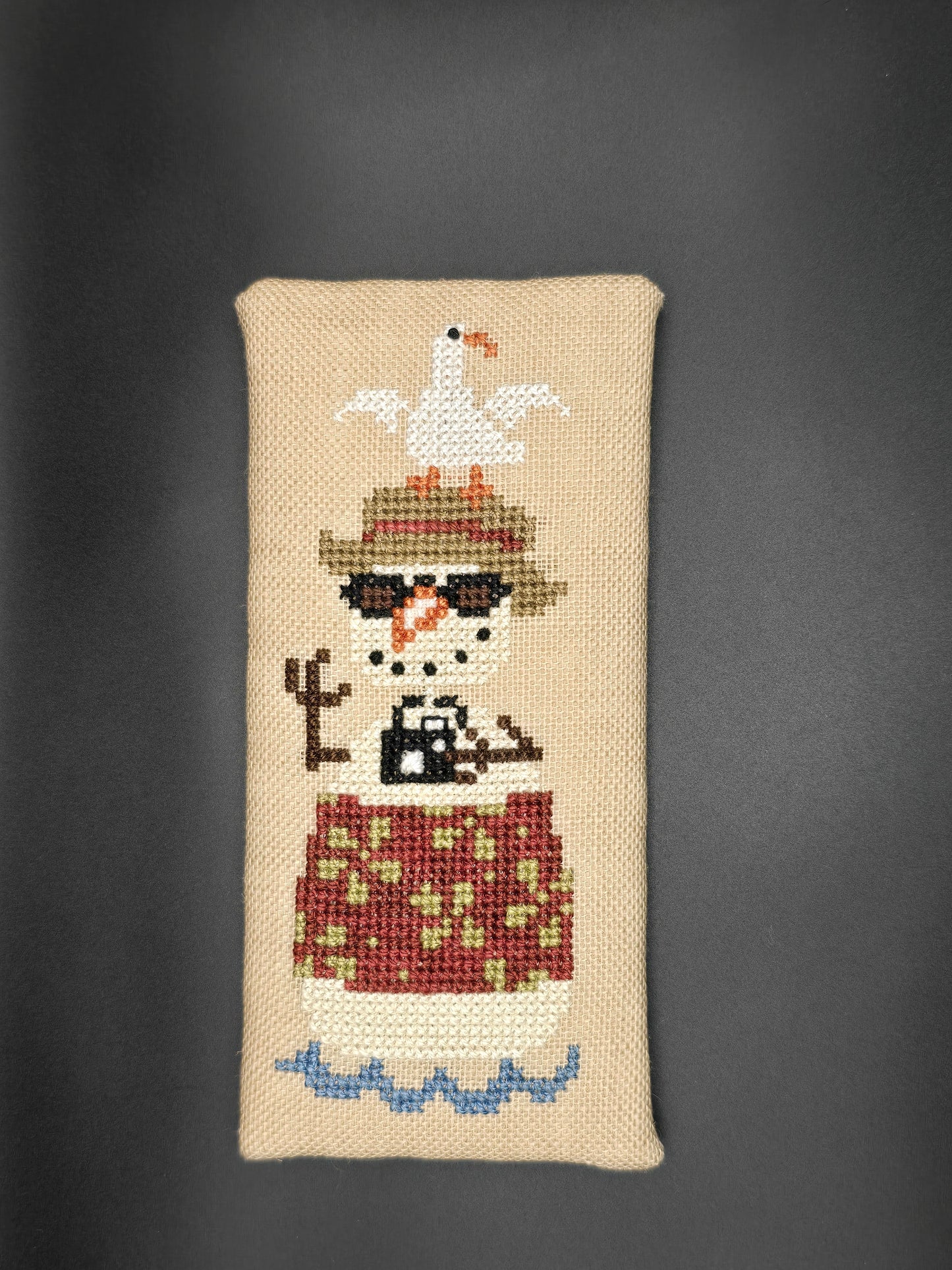 Bent Creek - Sandman Snowman - Completed Cross Stitch