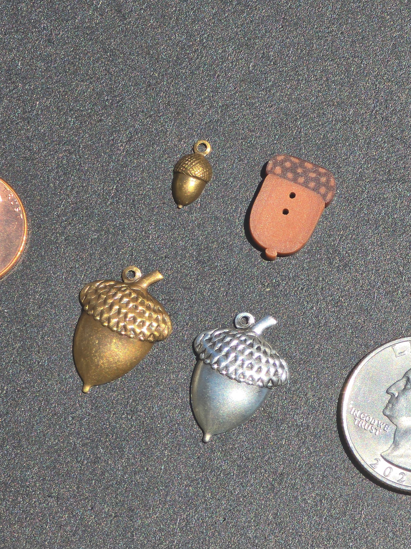 Set of Four Acorns - - Notions - Charms - Buttons