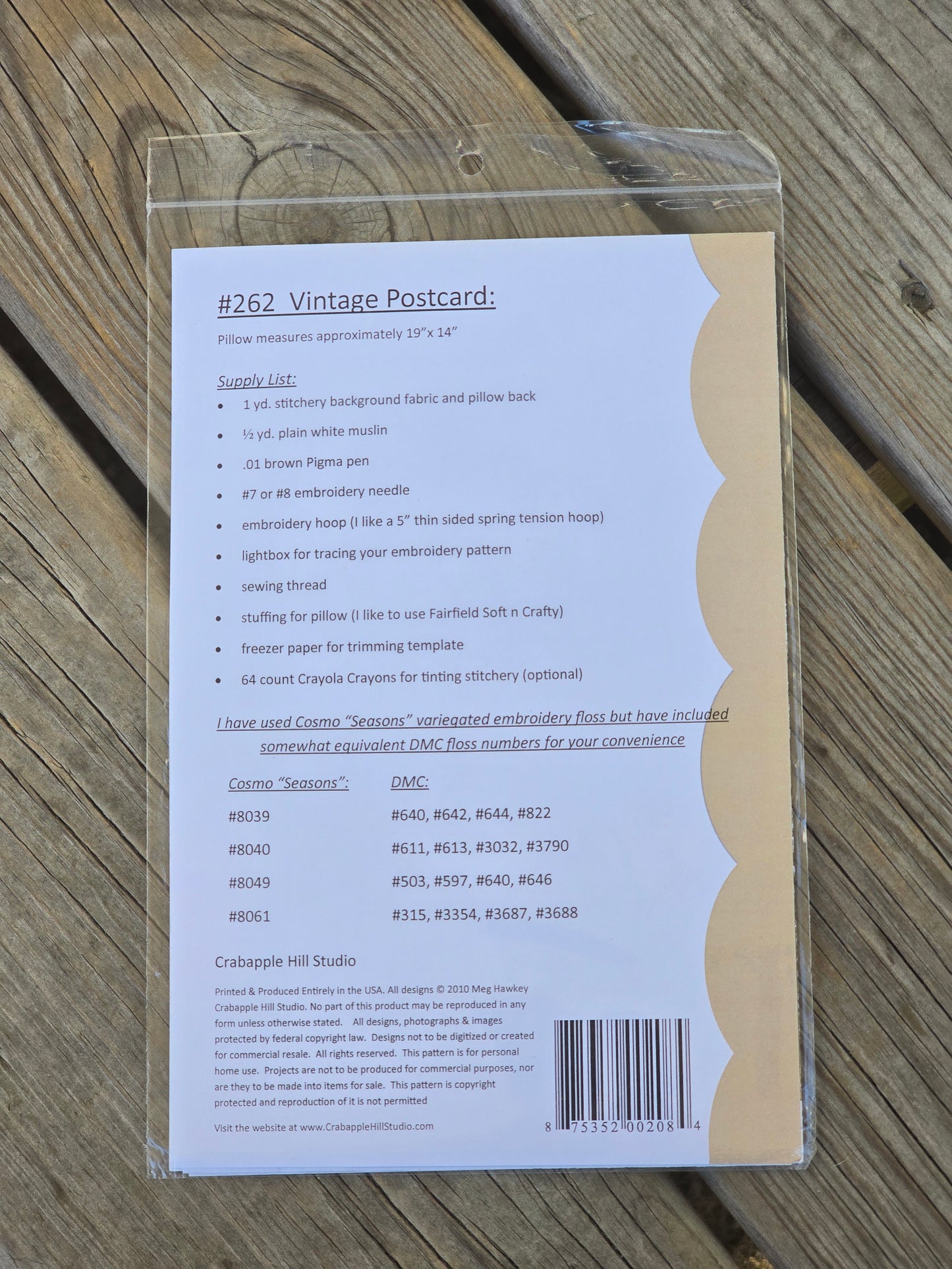 Crab-apple Hill - Vintage Postcard - Embroidery Pattern