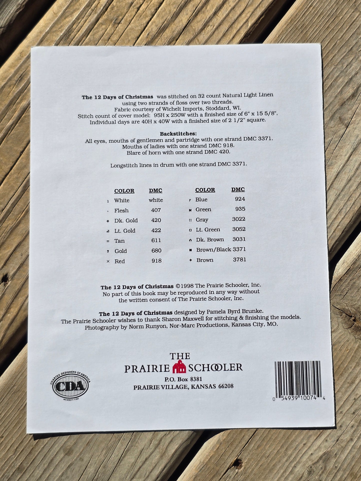 The Prairie Schooler - The 12 Days of Christmas - Book No. 74 - Cross Stitch Pattern