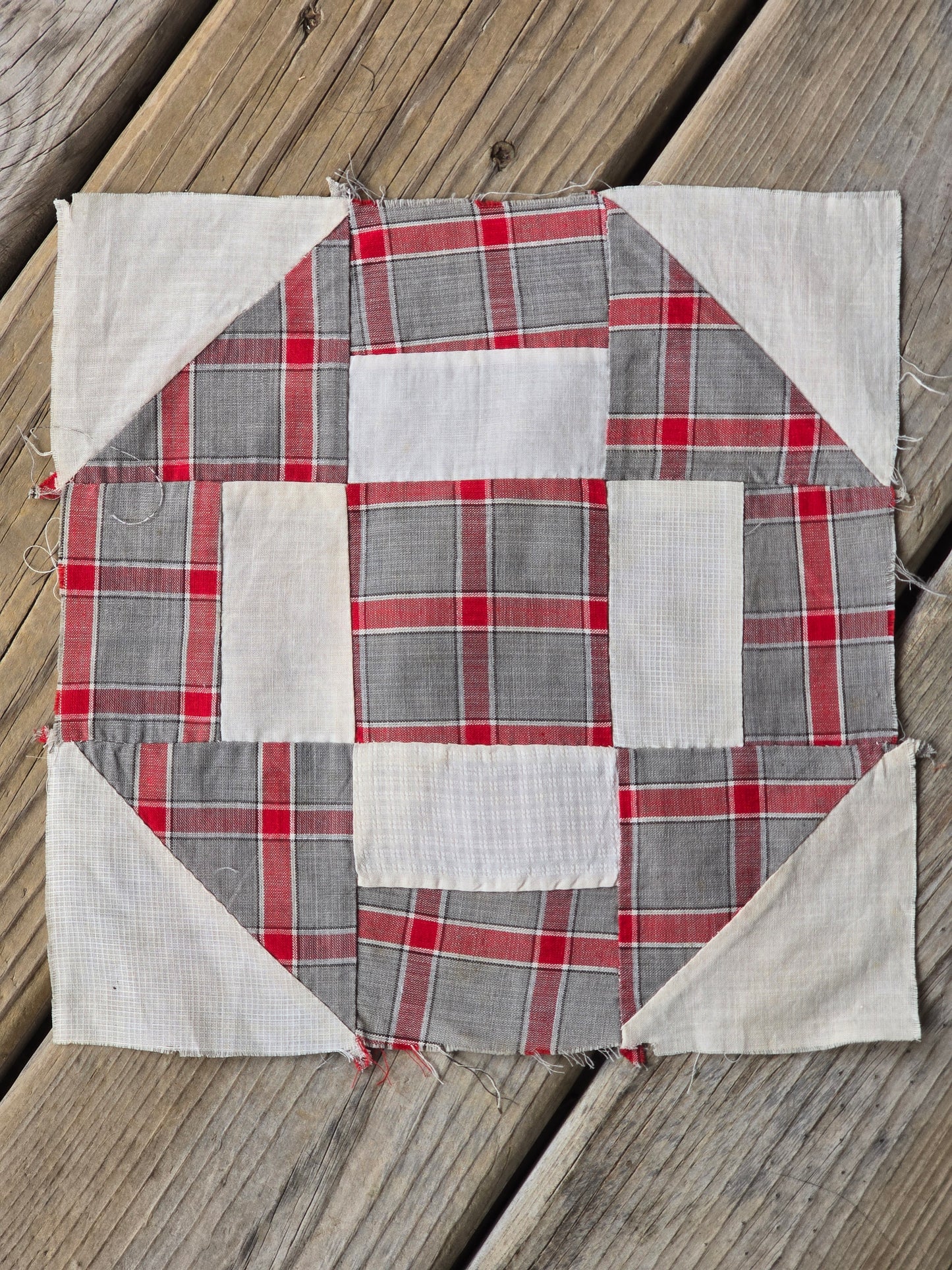 Vintage Grecian Square and Bow Tie Wreath Quilt Blocks - Set of 3