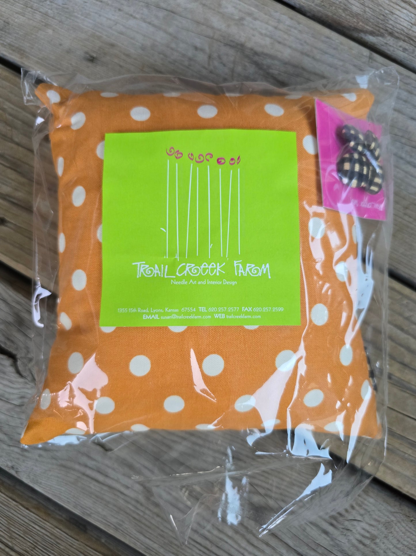 Trail Creek Farm - Orange Polka Dot Pillow Blank