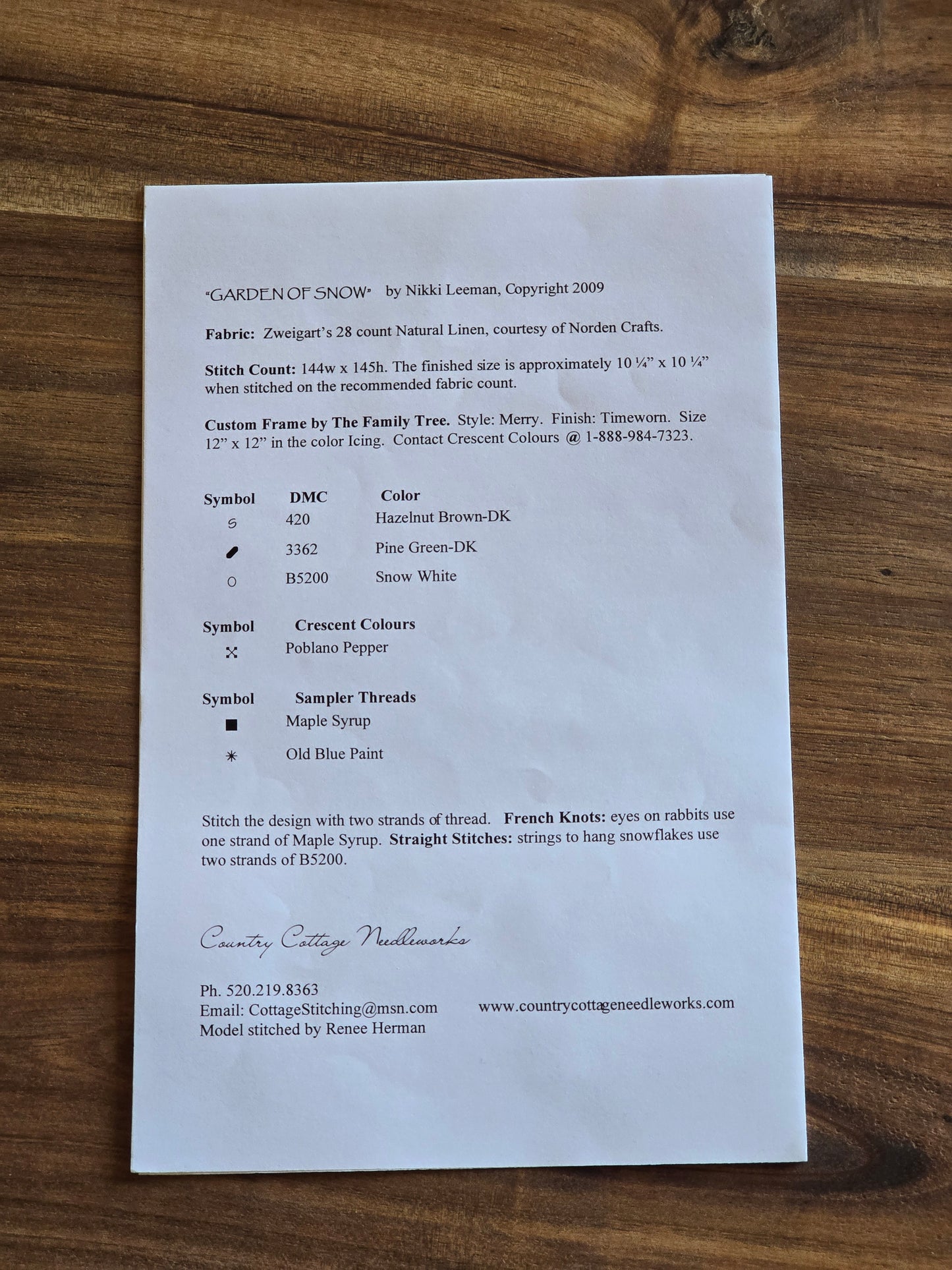 Country Cottage Needleworks - Garden of Snow - No. 34 - Cross Stitch Pattern