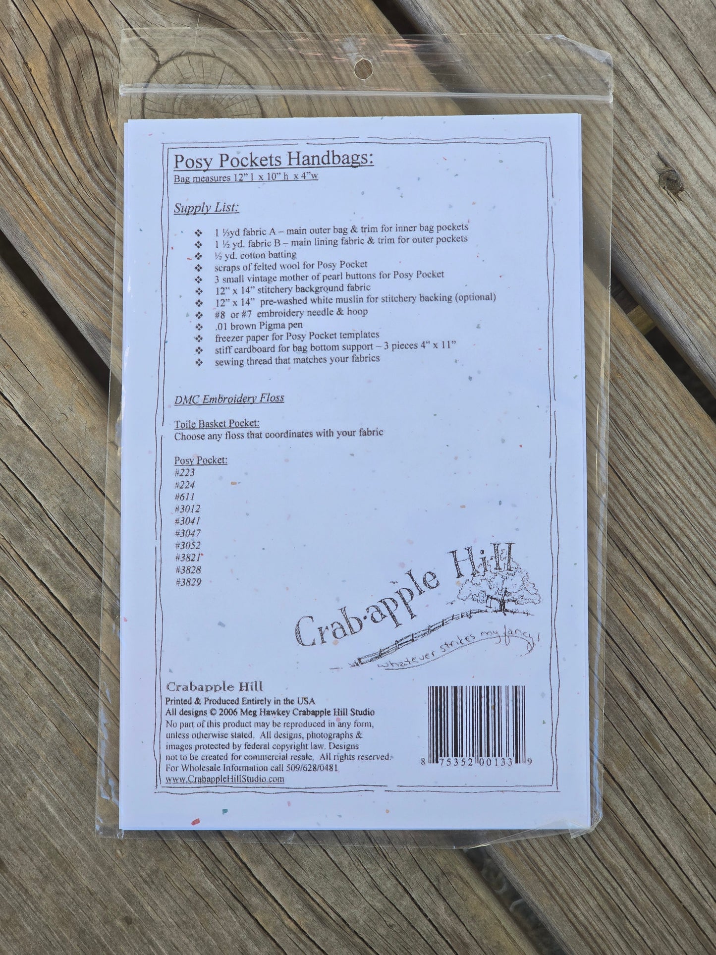 Crab-apple Hill - #1006 - Posey Pocket Handbags - Embroidery Pattern