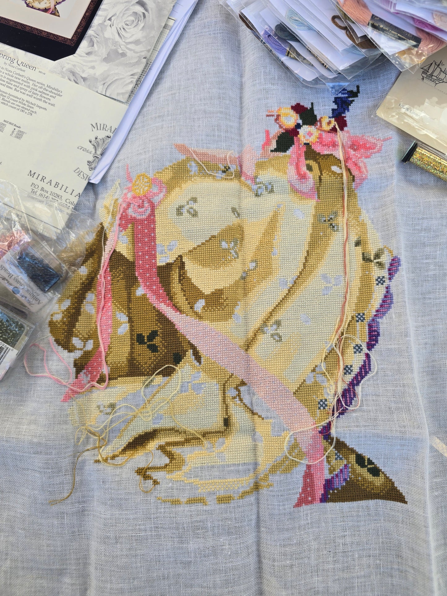 Mirabilia - Spring Queen - Partially Completed Cross Stitch Kit