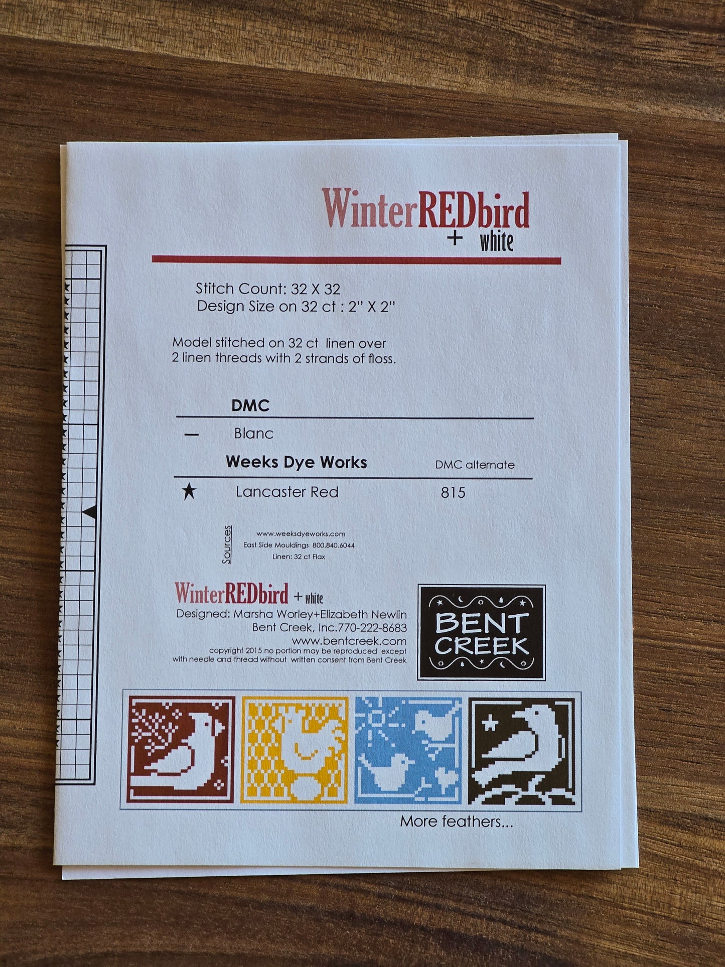 Bent Creek - Winter Red Bird + White - Cross Stitch Pattern