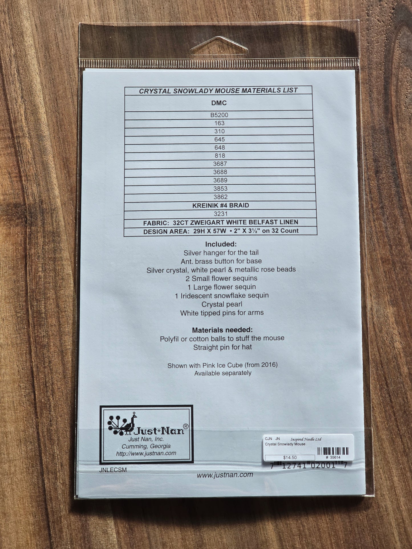 Just Nan - Crystal Snowlady Mouse - Limited Edition Ornament - Cross Stitch Pattern