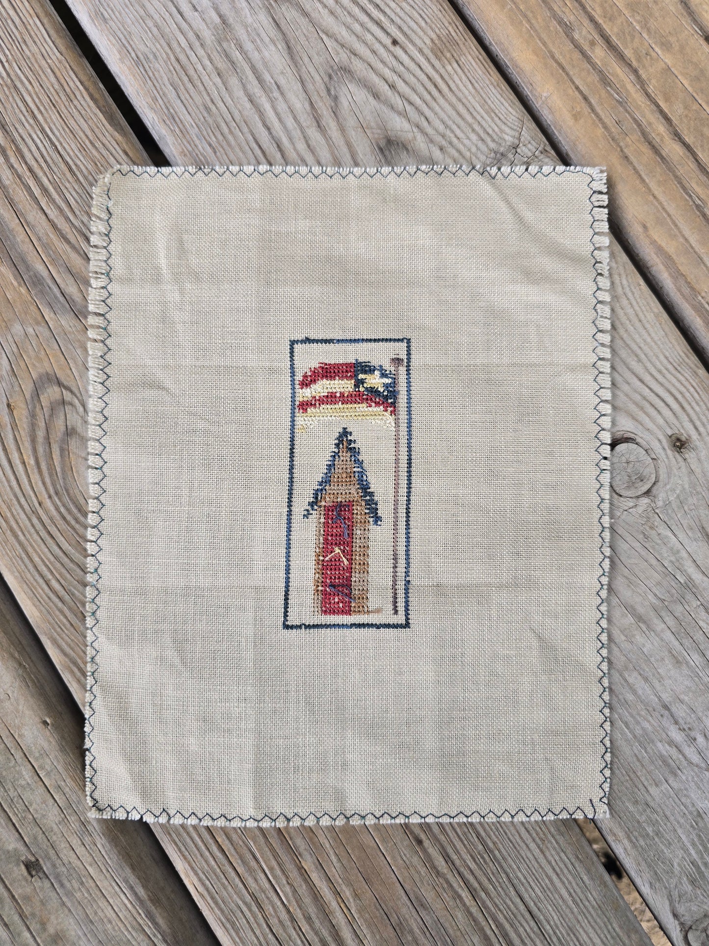 Heart in Hand - Flag Roundabout - Completed Cross Stitch