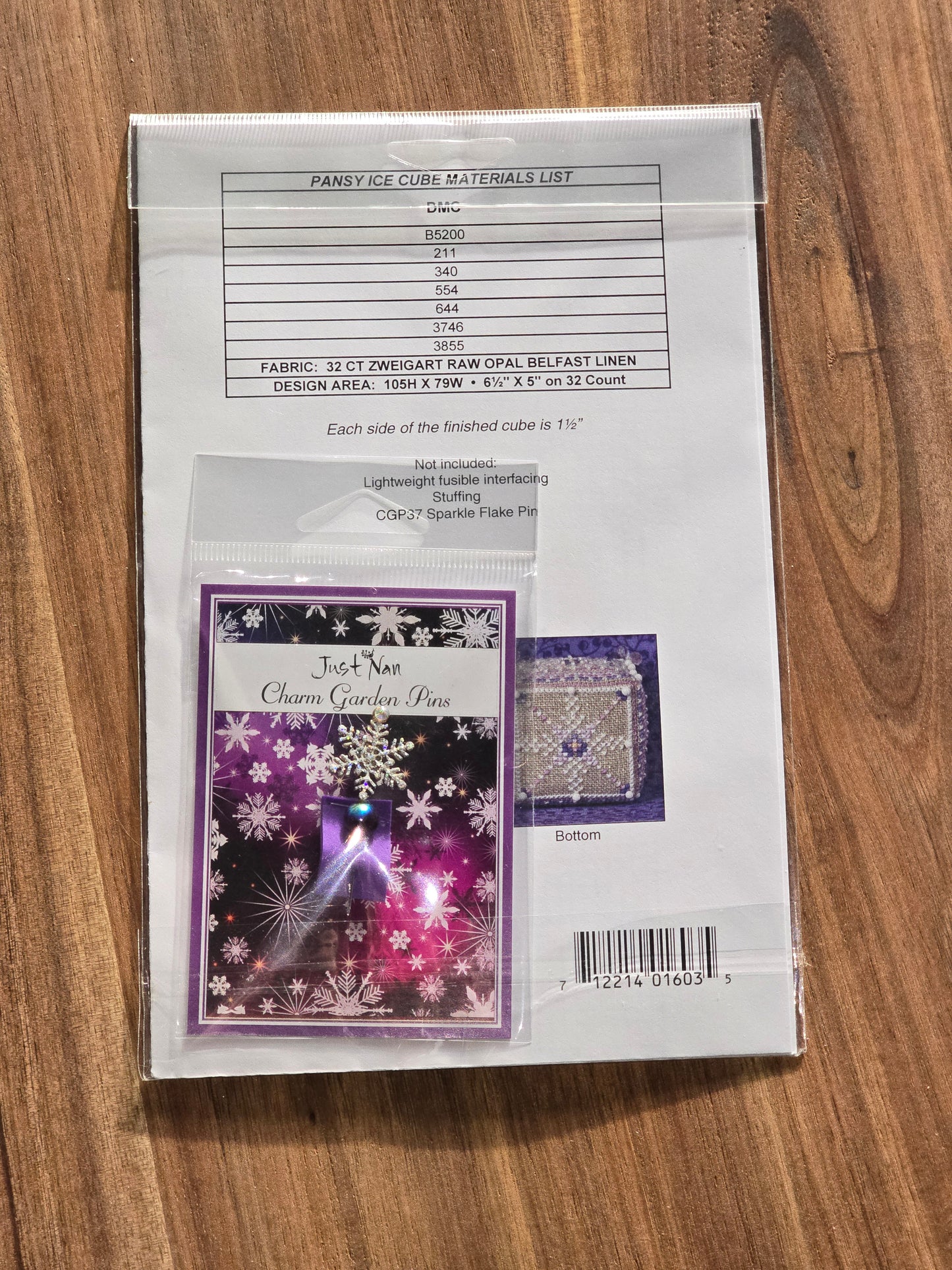 Just Nan - Pansy Ice Cube - Limited Edition Winter 2016- Cross Stitch Pattern