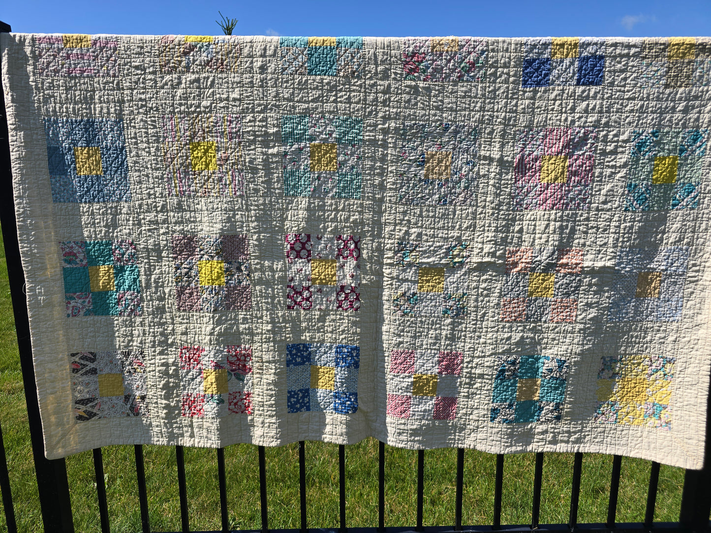 Vintage 9 Patch Quilt 68" x 80"