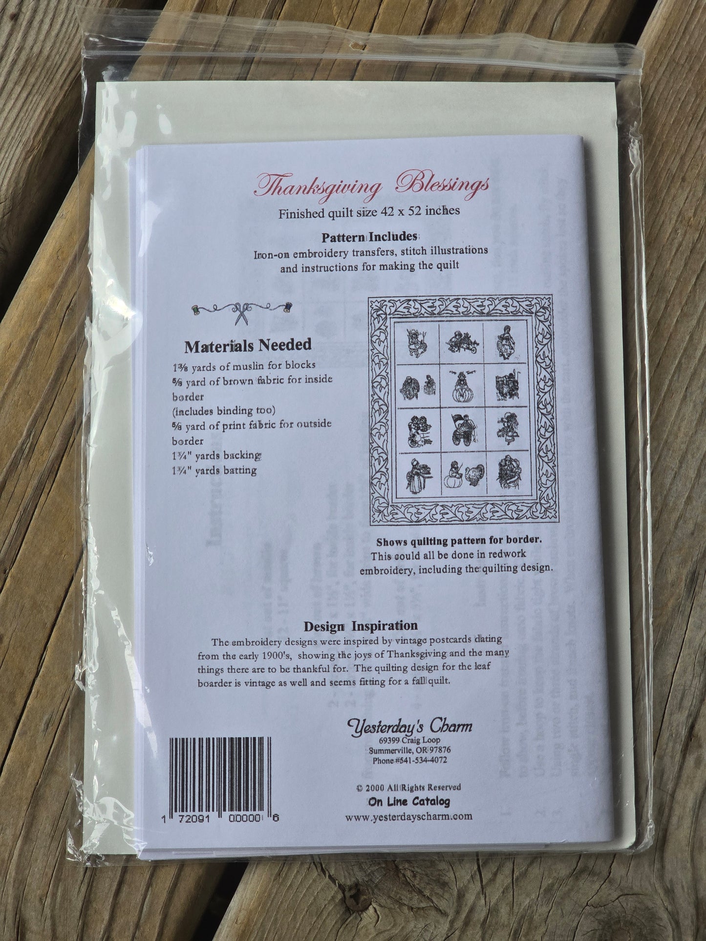 Yesterday's Charm - Thankful Blessings - Quilt Pattern