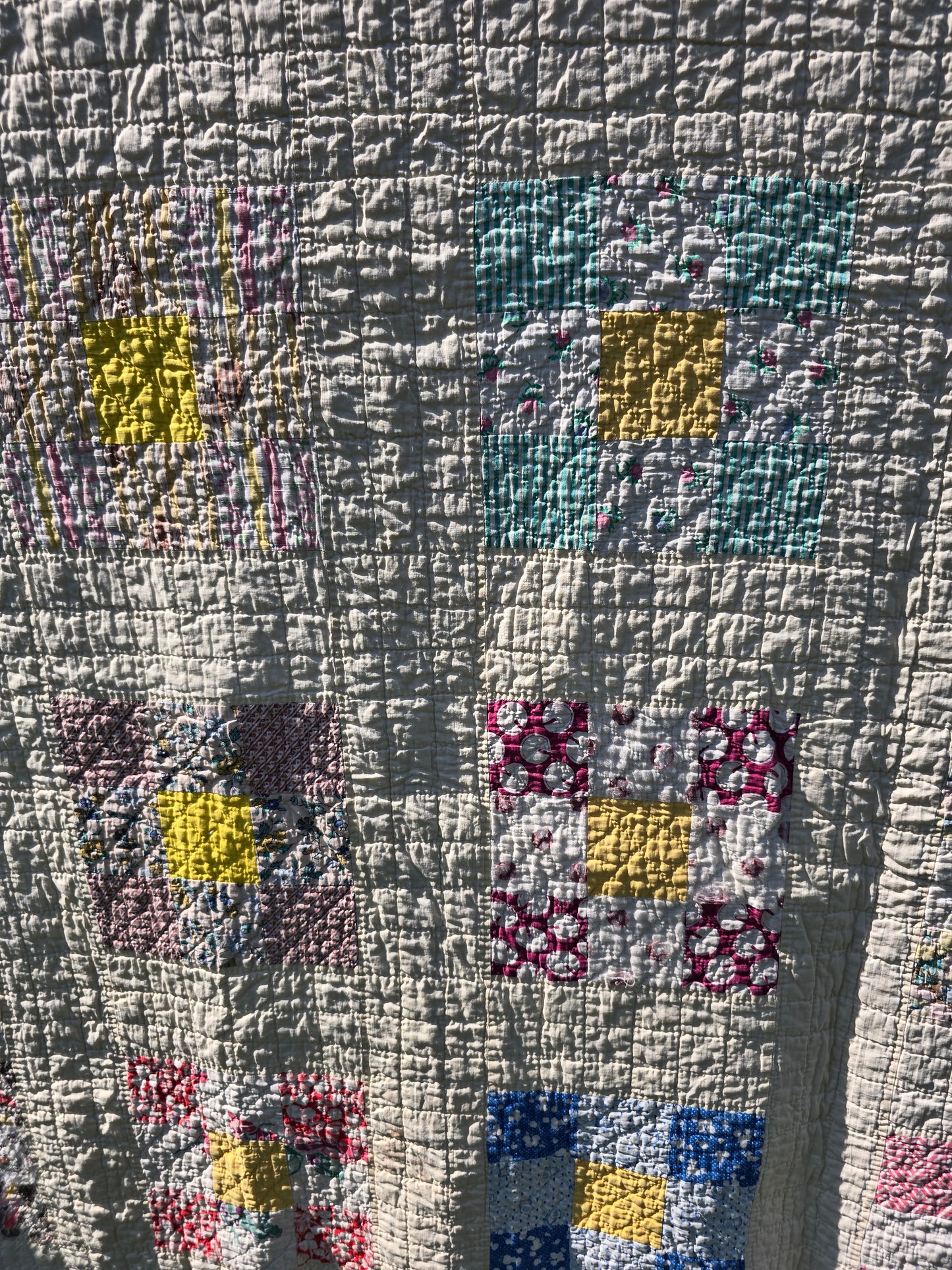 Vintage 9 Patch Quilt 68" x 80"