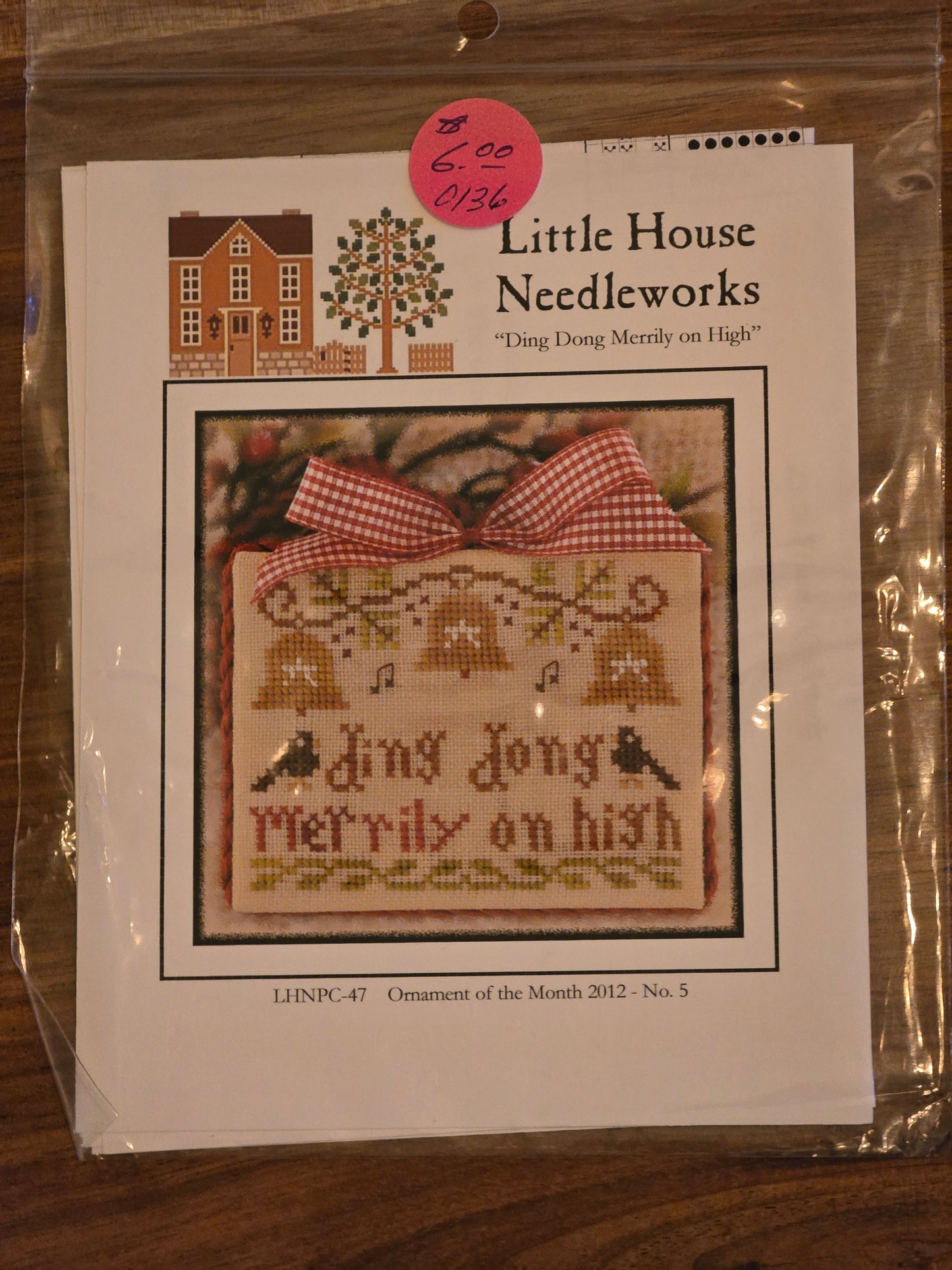 Little House Needleworks - Ornament of the Month 2012 - Ding Dong Merrily on High - No. 5 - Cross Stitch Pattern