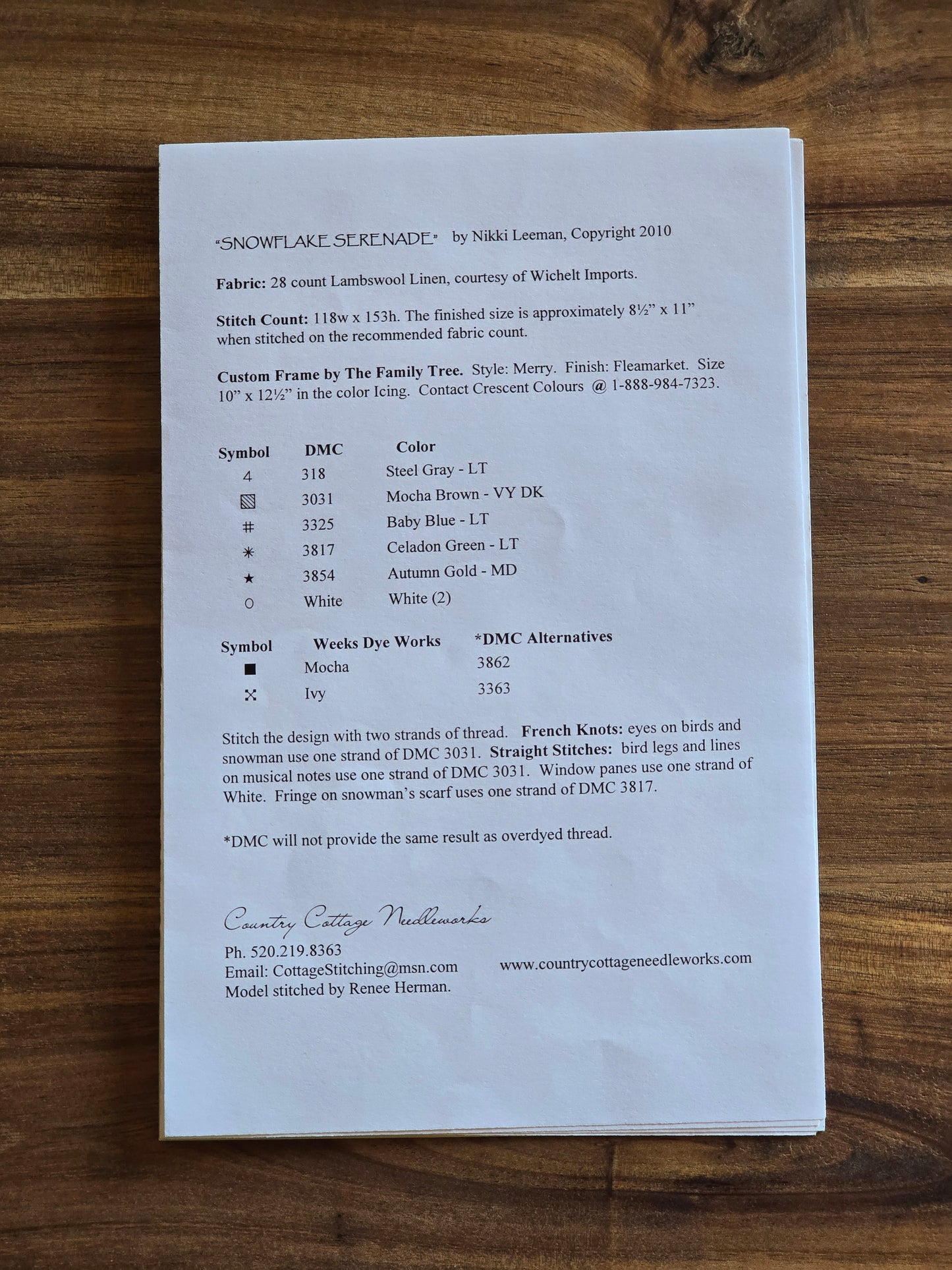 Country Cottage Needleworks - Snowflake Serenade - No. 43 - Cross Stitch Pattern