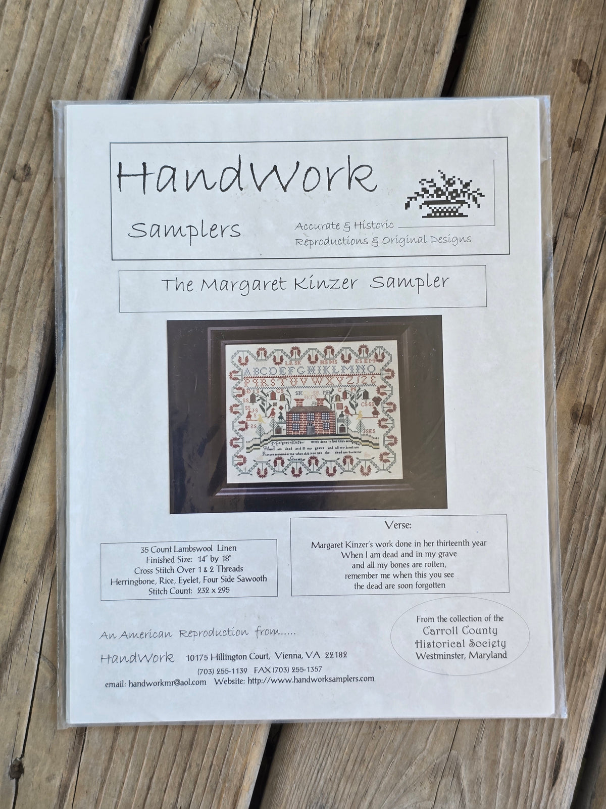 Handwork Samplers - The Margaret Kinzer Sampler - Cross Stitch Pattern