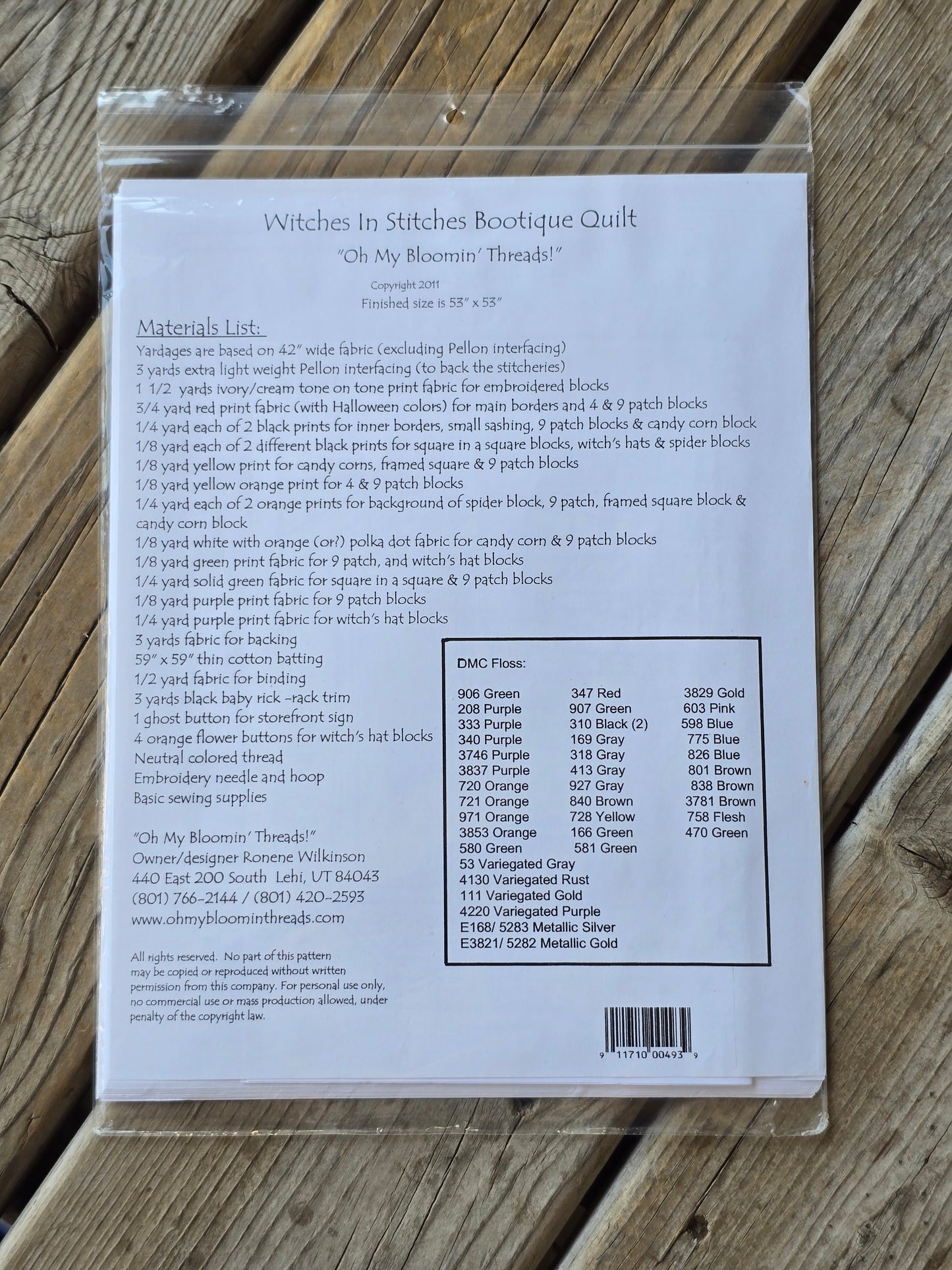 Oh My Bloomin' Threads - Witches in Stitches Bootique Quilt - Quilt Pattern