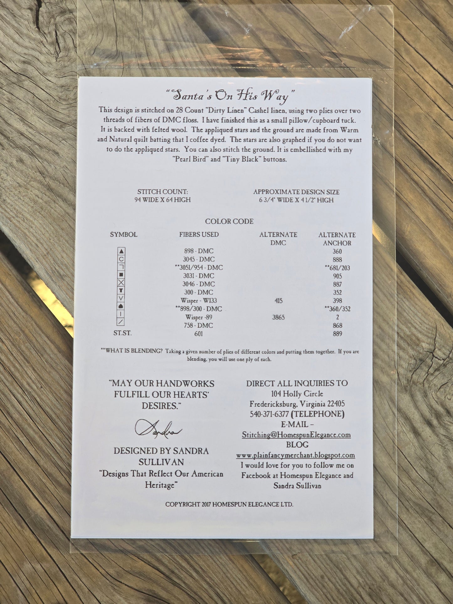 Homespun Elegance - Merry Noel Collection - Santa's on the Way - Cross Stitch Pattern