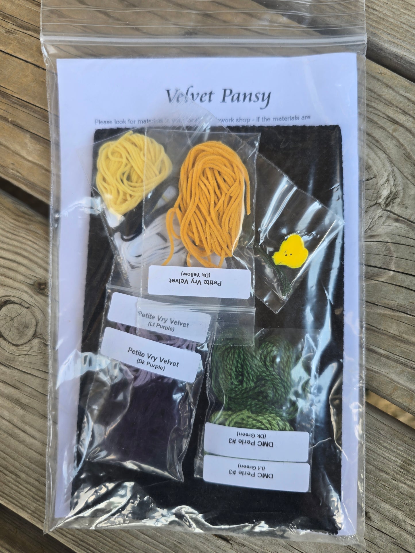 The Stitchworks - Fibers n Stuff - Velvet Pansy Kit