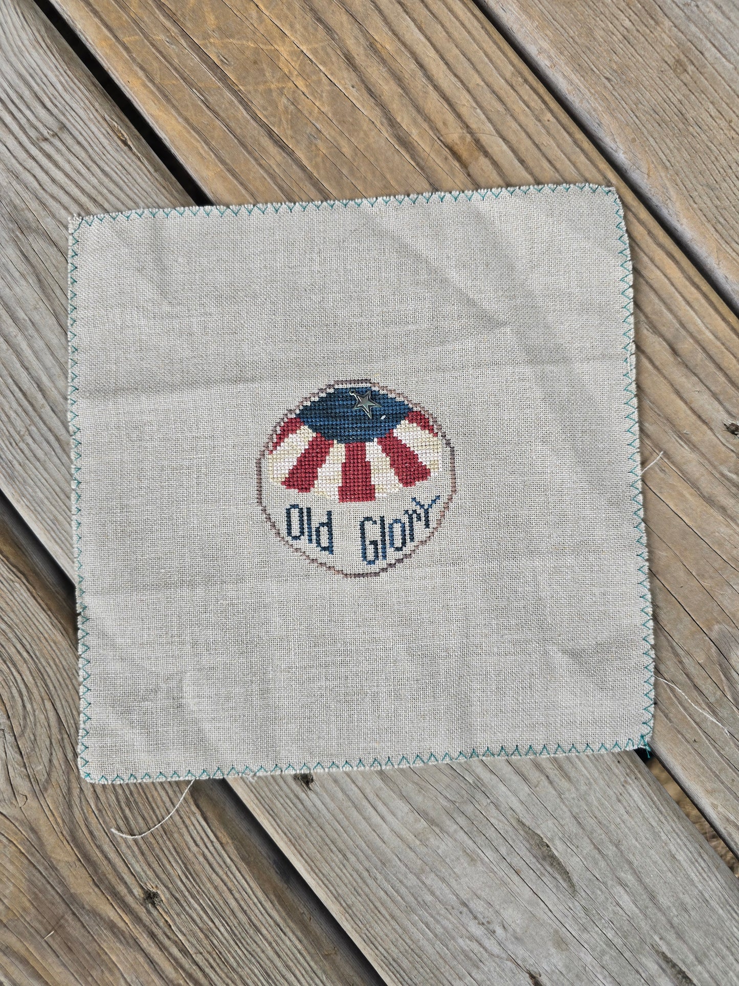 Heart in Hand - Independence Day Roundabout- Completed Cross Stitch