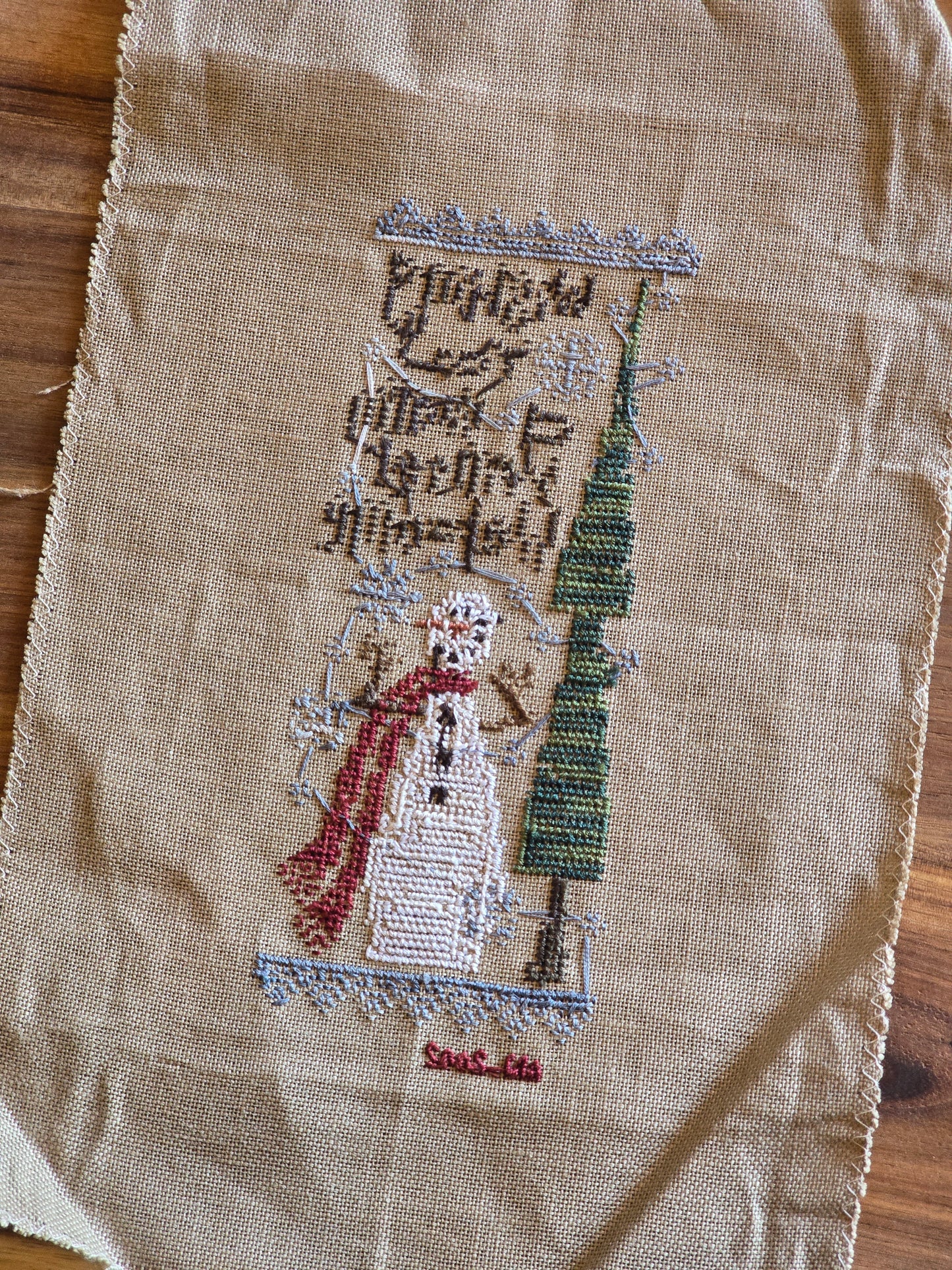 Bent Creek - Winter Knocker - Completed Cross Stitch
