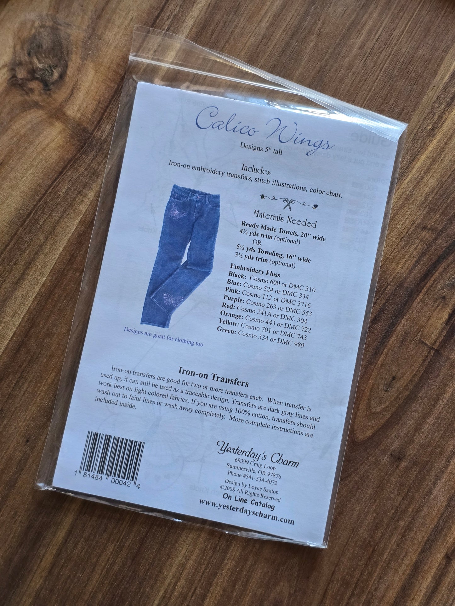 Yesterday's Charm - Calico Wings - Embroidery Pattern