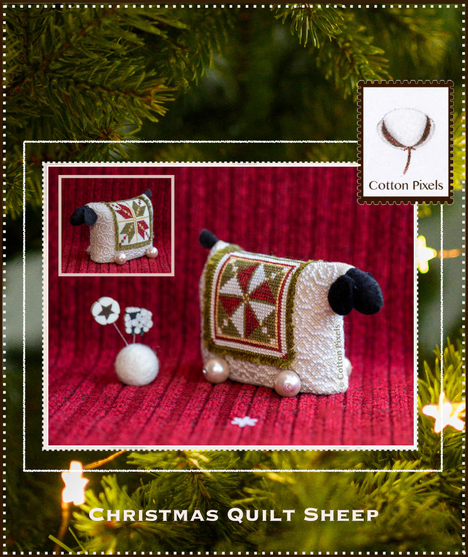Cotton Pixels - Christmas Quilt Sheep - Cross Stitch Pattern - Nashville Needlework Market 2026