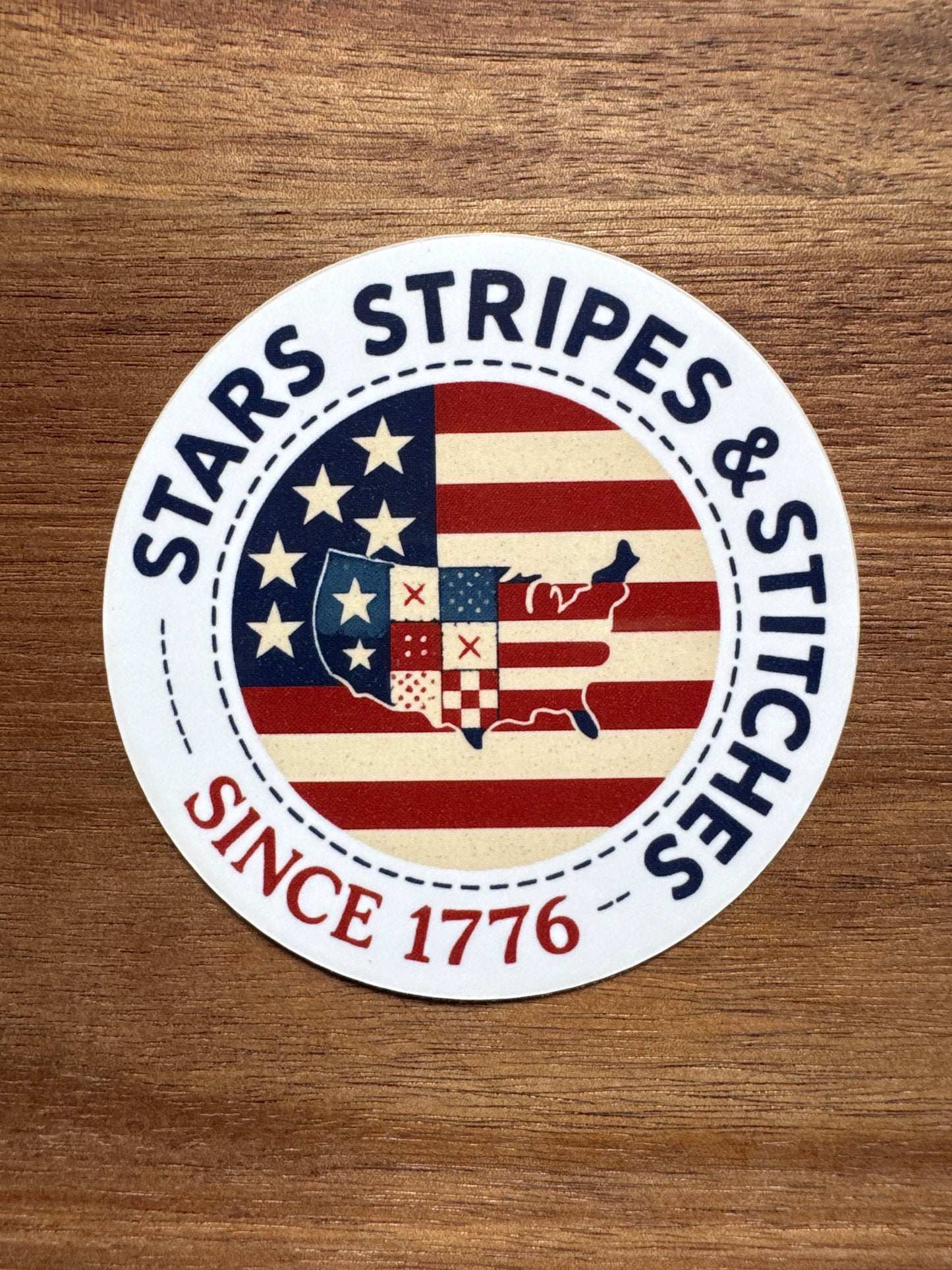 Quilters Haven Designs - Patriotic Quilter Stickers - America The Beautiful And Quilted, Stars Stripes & Stitches Since 1776, Sew Proud To Be An American
