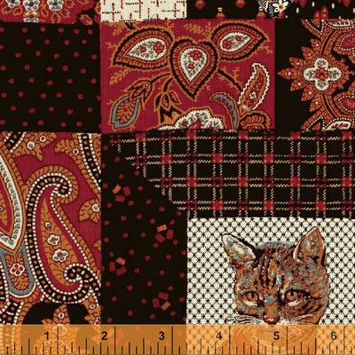 Windham Fabrics - Mary Koval - Cat In The Manor Collection - Quilting Fabric - Off the Bolt