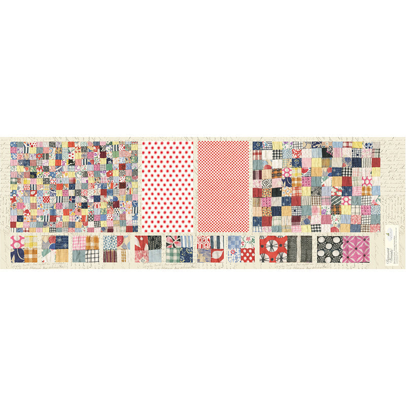 Treasured Threadz® - Postage Stamp Retro - Quilting Fabric - Quilt Block Panel