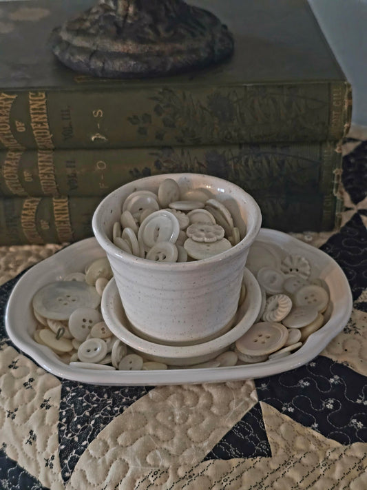 Pfaltzgraff Stoneware Bundle with Vintage Buttons - Home Decor