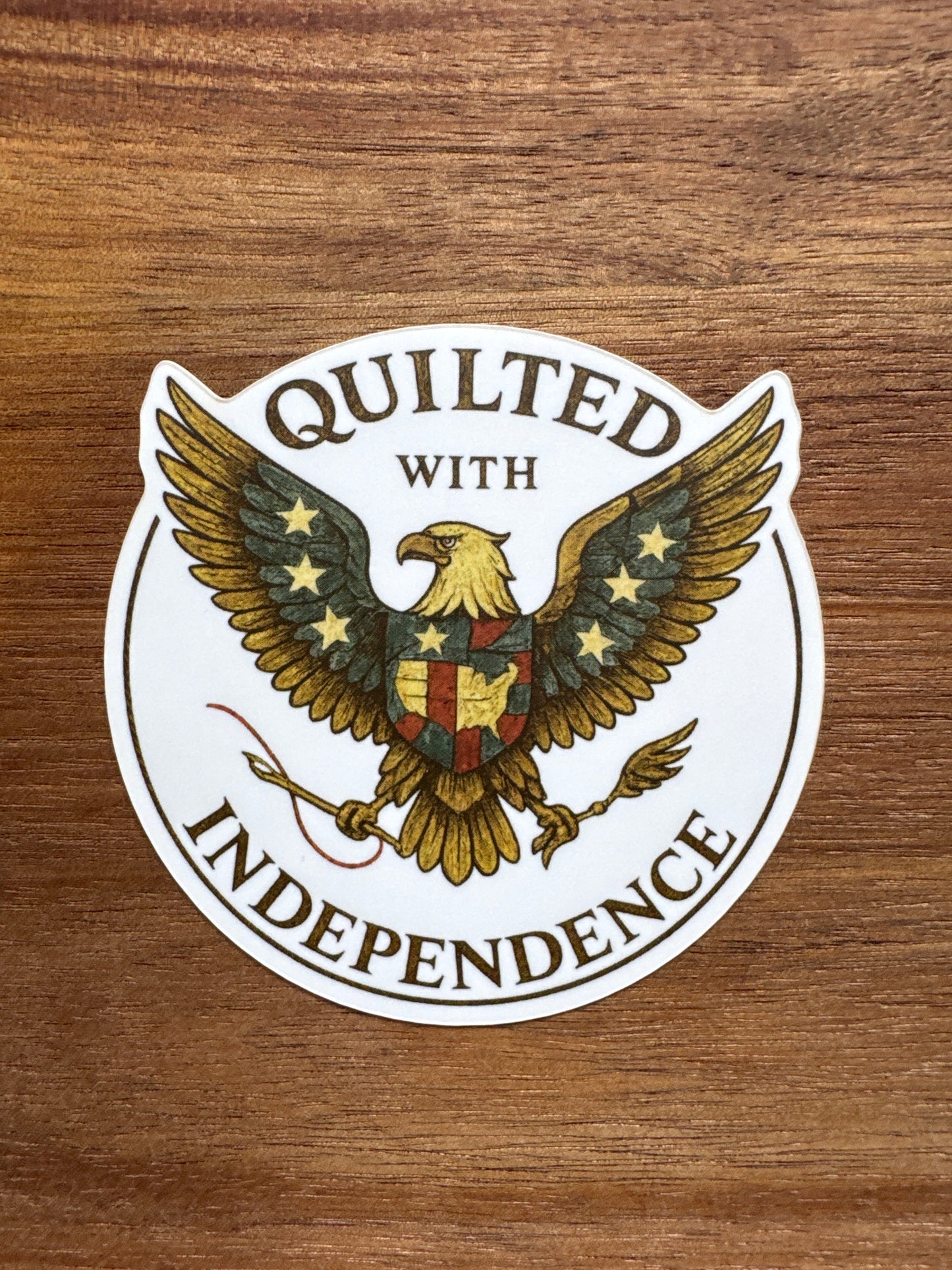 Quilters Haven Designs - Patriotic Quilter Stickers - Quilters Keep America In Stitches, Quilted With Independence, One Nation Under Quilts