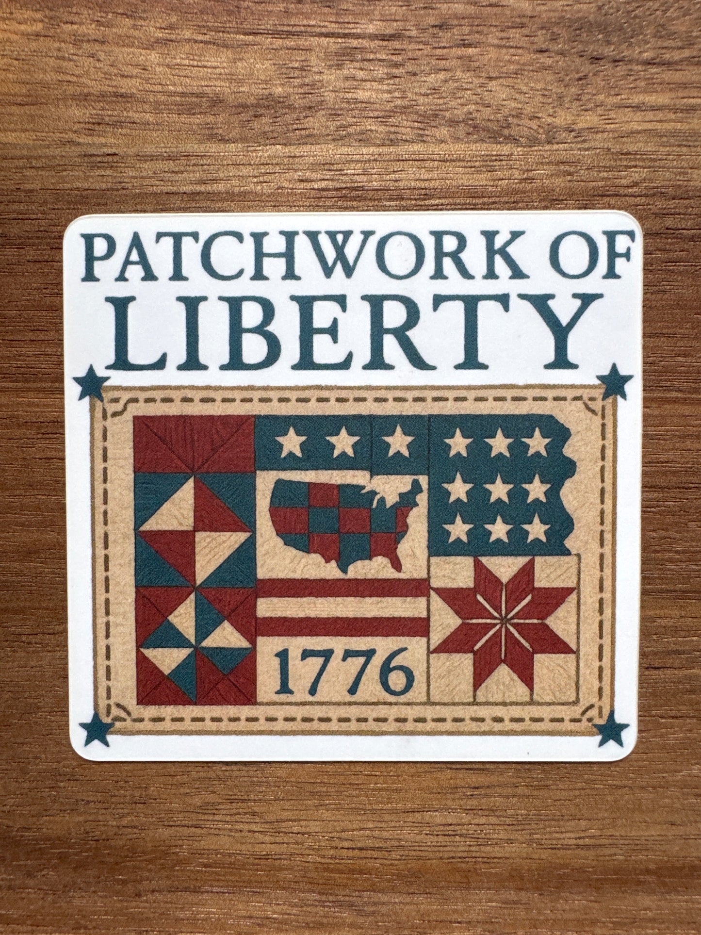 Quilters Haven Designs - Patriotic Quilter Stickers - Quilting America Together, Patchwork Of Liberty, Sew Blessed To Be Free