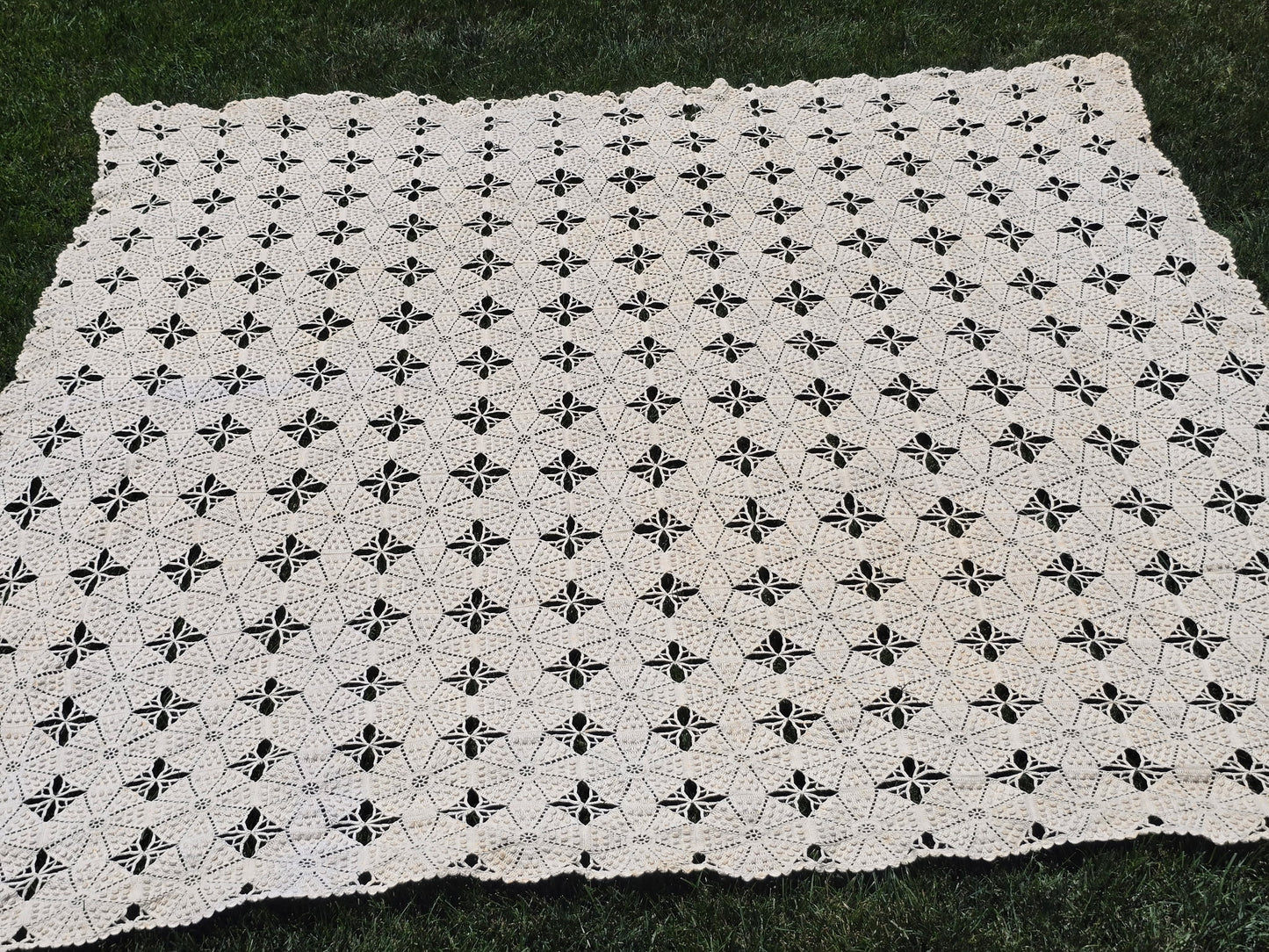 Vintage - Crocheted Tablecloth - 92" Square - Home Decor
