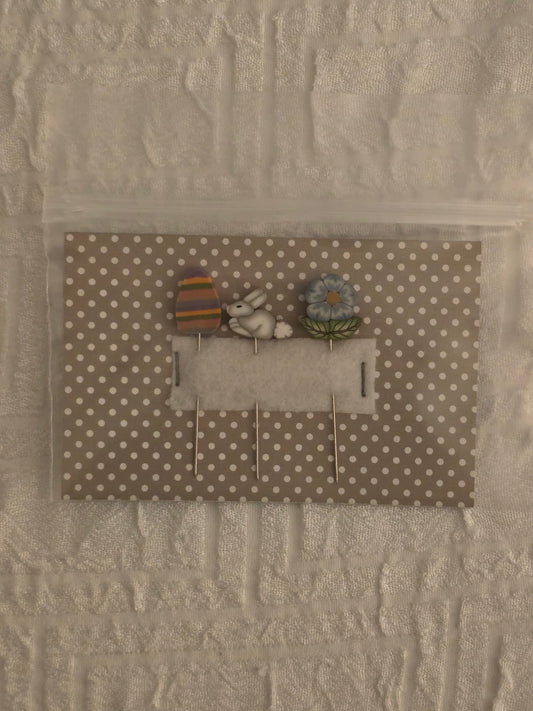 Puntini Puntini - Egg, White Rabbit, Flower Pin Set - Notions - Nashville Needlework Market 2026