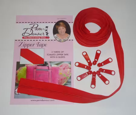 3 yards of Reversible Coil Zipper Tape with 8 Slides Tomato - Notions