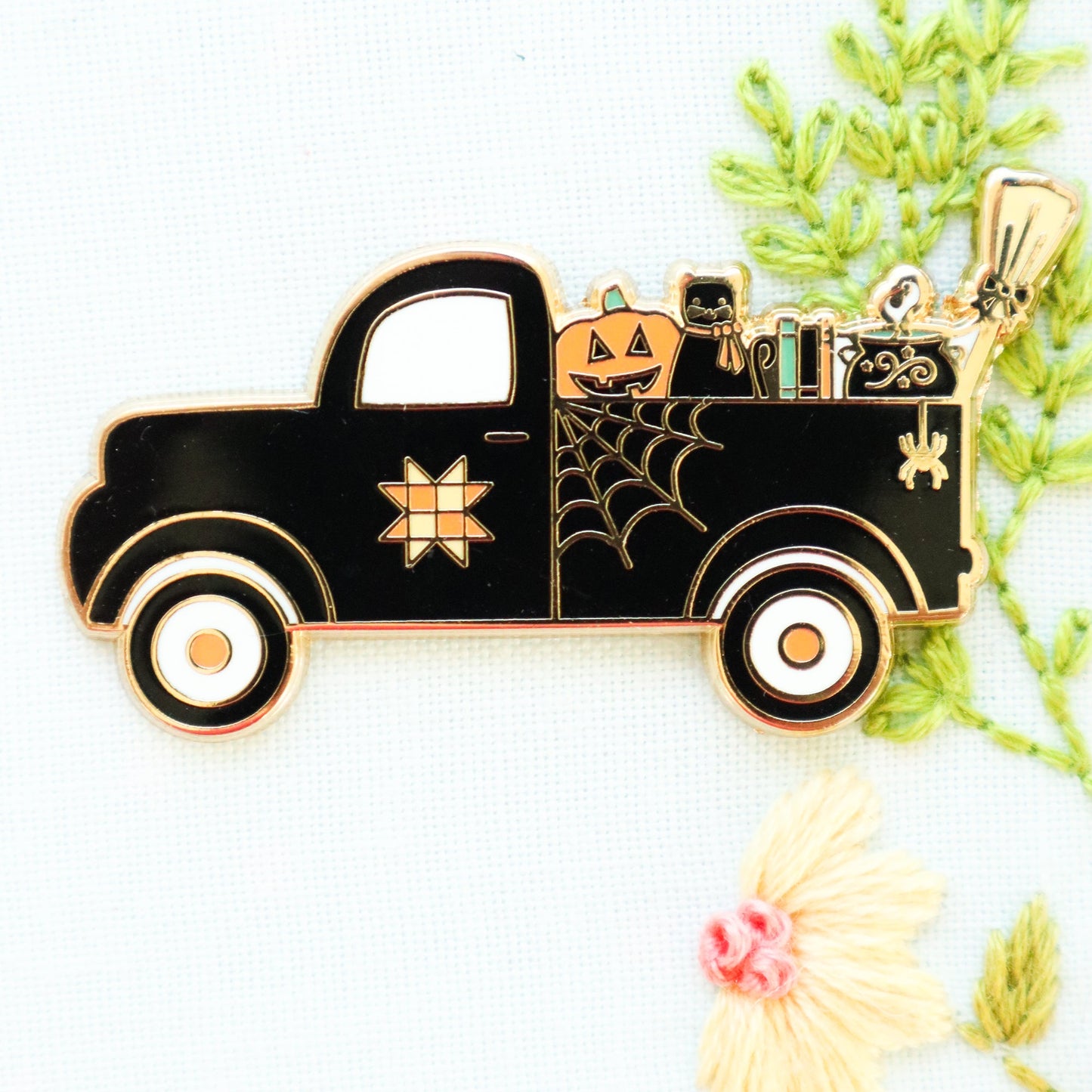 Flamingo Toes - Vintage Halloween Truck - Needle Minder - Nashville Needlework Market 2026