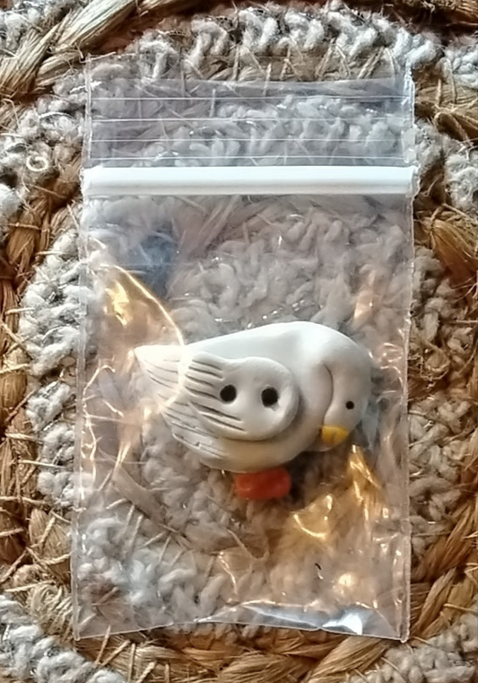 Ceramic Chick and Polymer Clay Goose