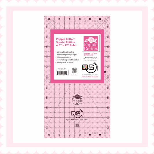 Quilters Select - Poppie Cotton - 6.5" x 12" Ruler - Notions