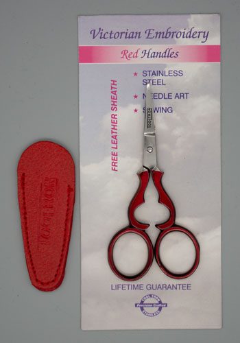 Tooltron - 
Embroidery Scissor - 3.5” Victorian Style Red