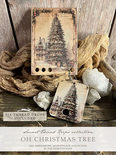 The Primitive Hare - Oh Christmas Tree - Thread Keep with Floss Drops