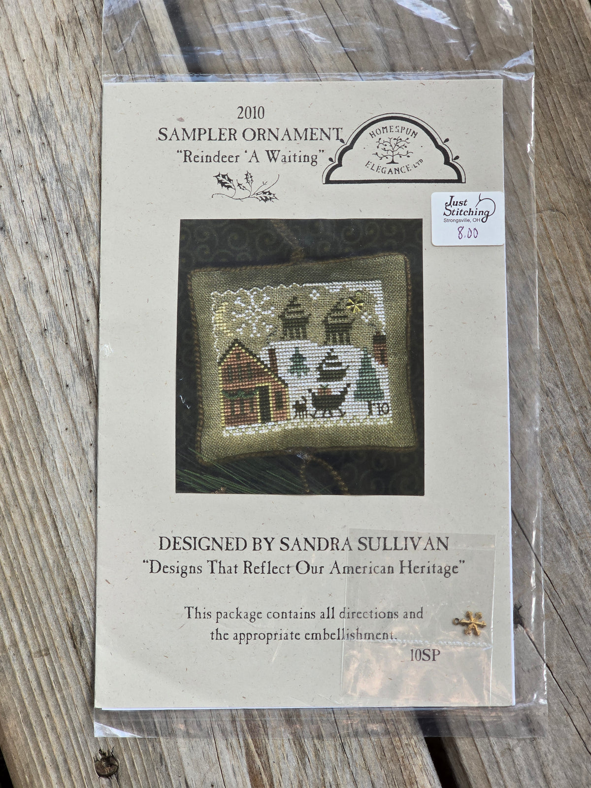 Homespun Elegance - 2010 Sampler Ornament - Reindeer 'A Waiting - 10SP - Cross Stitch Pattern