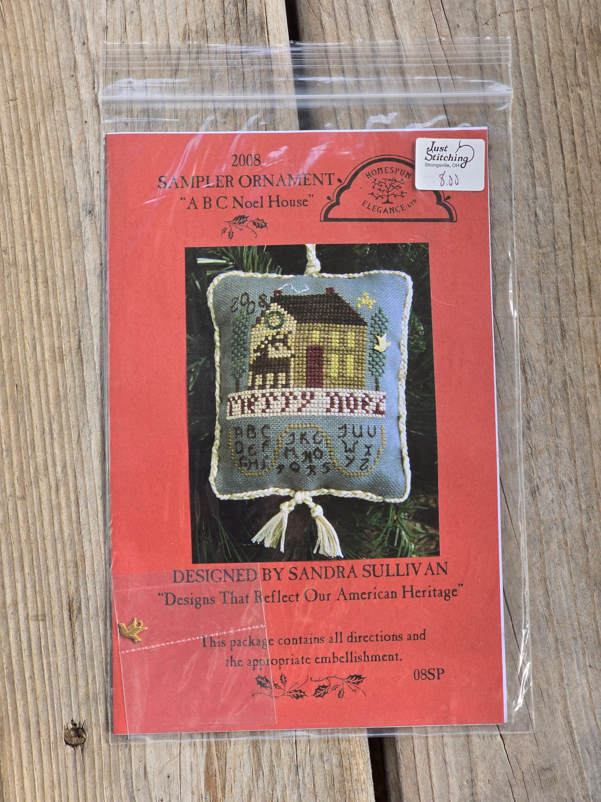Homespun Elegance - 2008 Sampler Ornament - ABC Noel House - 08SP - Cross Stitch Pattern