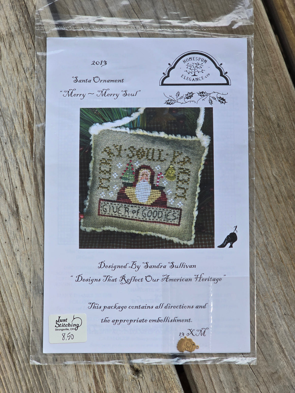 Homespun Elegance - 2013 Santa Ornament - Merry-Merry Soul - 13XM - Cross Stitch Pattern
