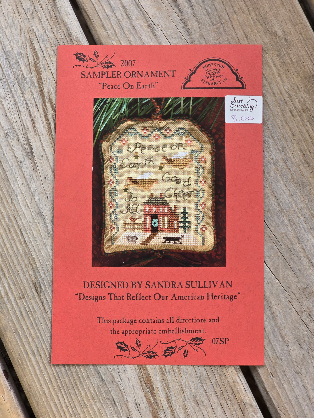 Homespun Elegance - 2007 Sampler Ornament - Peace On Earth - 07SP - Cross Stitch Pattern