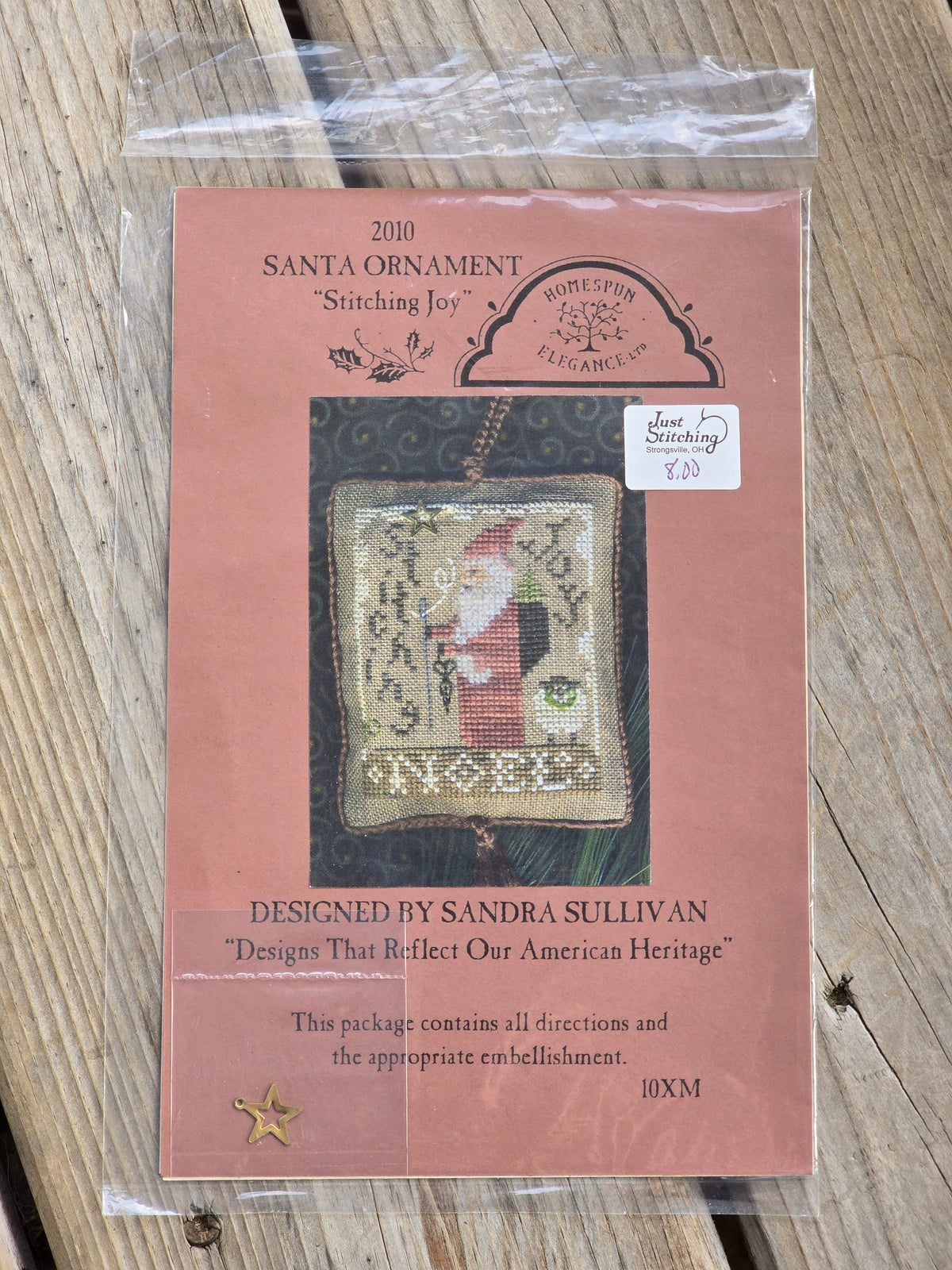 Homespun Elegance - 2010 Santa Ornament - Stitching Joy - 10XM - Cross Stitch Pattern