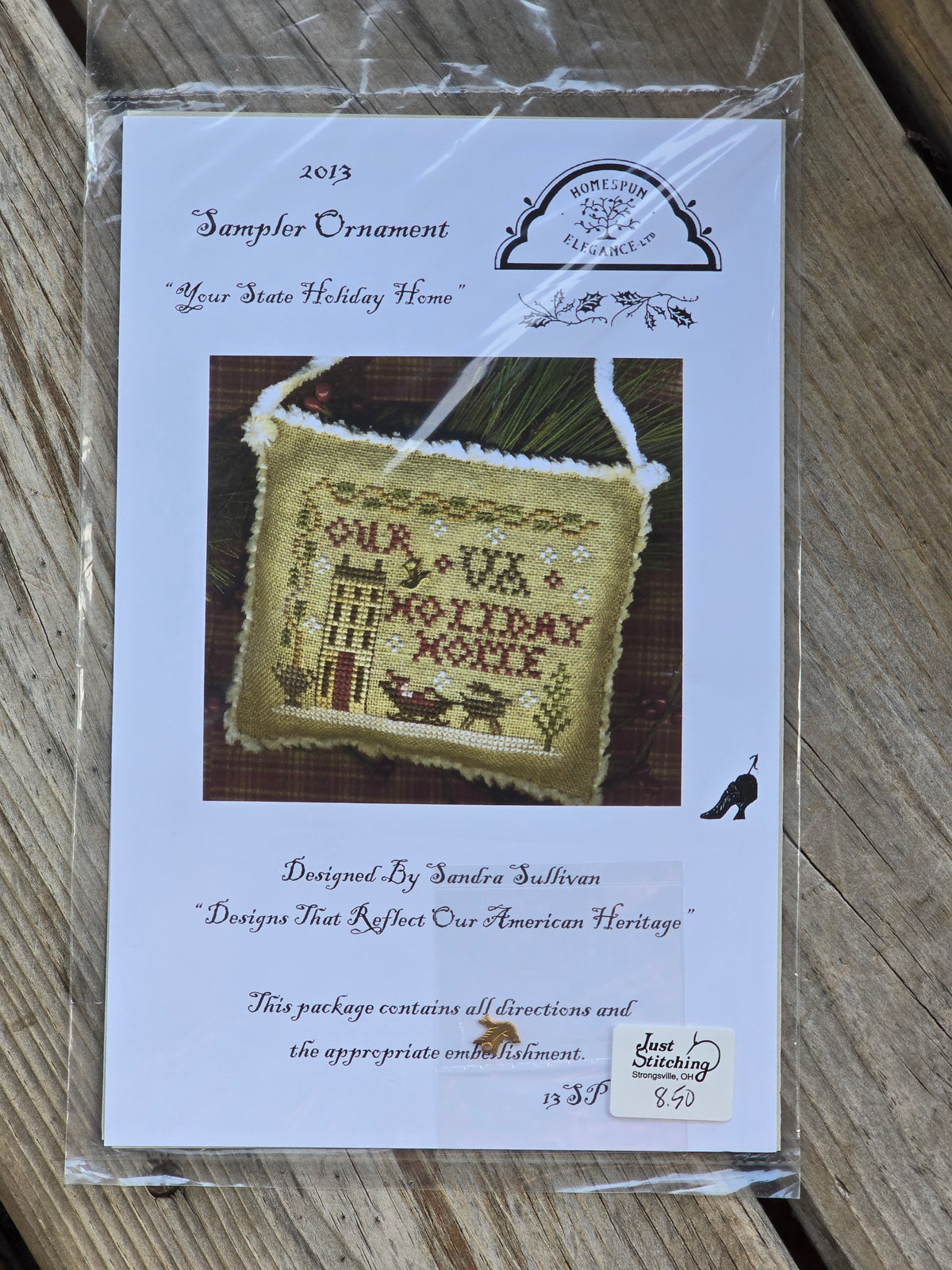 Homespun Elegance - 2013 Sampler Ornament - Your State Holiday Home - 13SP - Cross Stitch Pattern